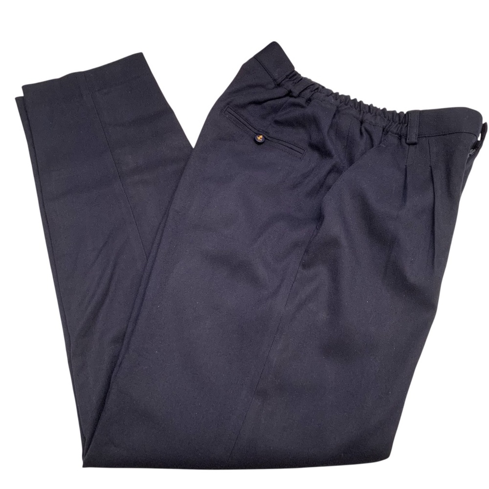 Girls Navy Blue Slacks Fully Lined Elastic Waistband with Pleats Youth Size 16